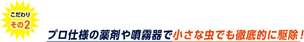 プロ仕様の薬剤や噴霧器で小さな虫でも徹底的に駆除。